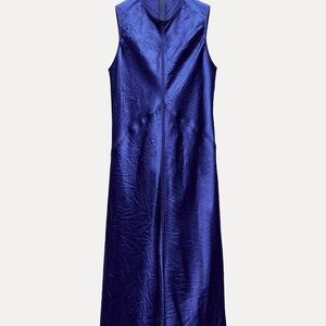 Zara Blue Sheath V-Neck Cocktail Maxi Dress